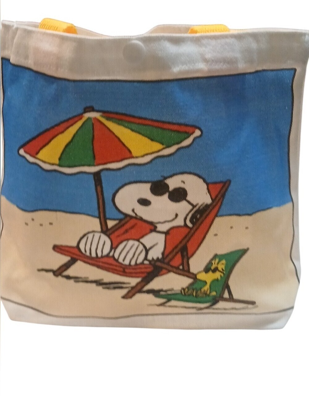 Peanuts -Small Tote Bag Double Sided,1 Side Snoopy at the Beach & 1 Playing Ball - Picture 10 of 12
